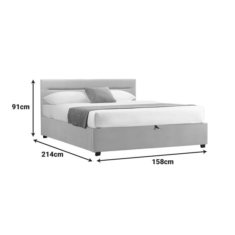 Molito velvet bed in gray shade with storage space 150x200cm