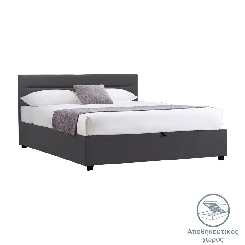 Molito anthracite velvet bed with storage space 150x200cm