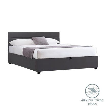 Molito anthracite velvet bed with storage space 150x200cm