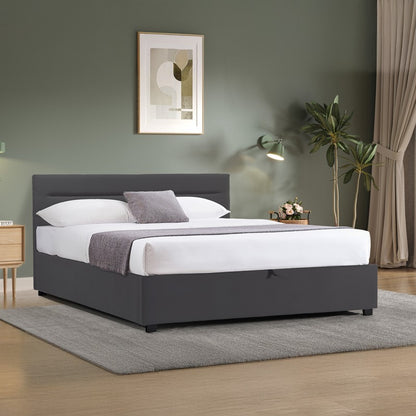 Molito anthracite velvet bed with storage space 150x200cm