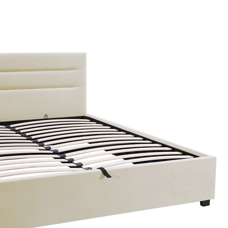 Molito velvet bed in ecru shade with storage space 150x200cm