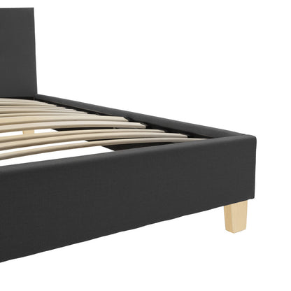 Mago bed dark grey color fabric with natural color wood leg 160x200cm