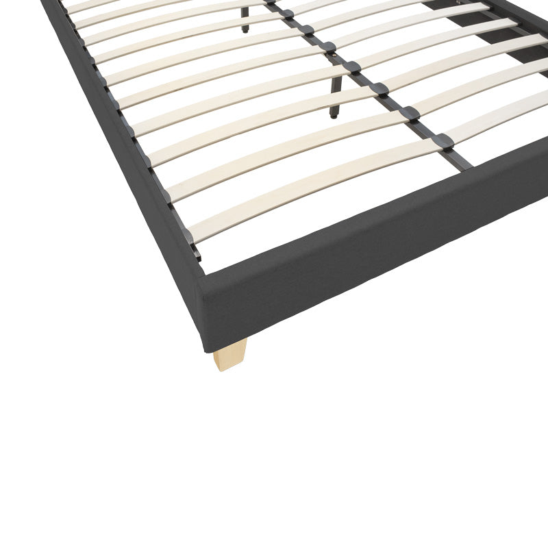 Mago bed dark grey color fabric with natural color wood leg 160x200cm