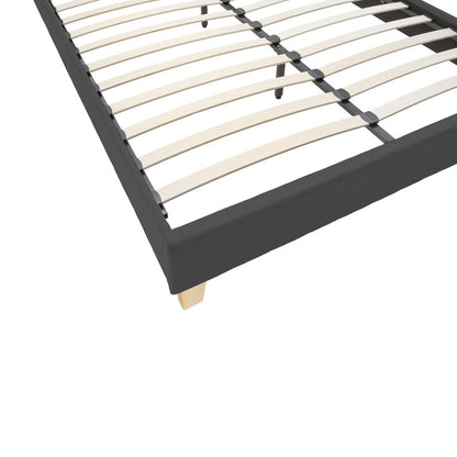 Mago bed dark grey color fabric with natural color wood leg 160x200cm