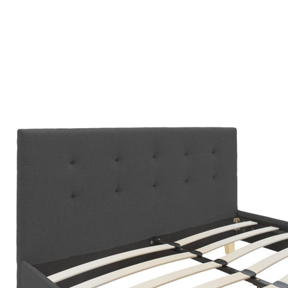 Mago bed dark grey color fabric with natural color wood leg 160x200cm