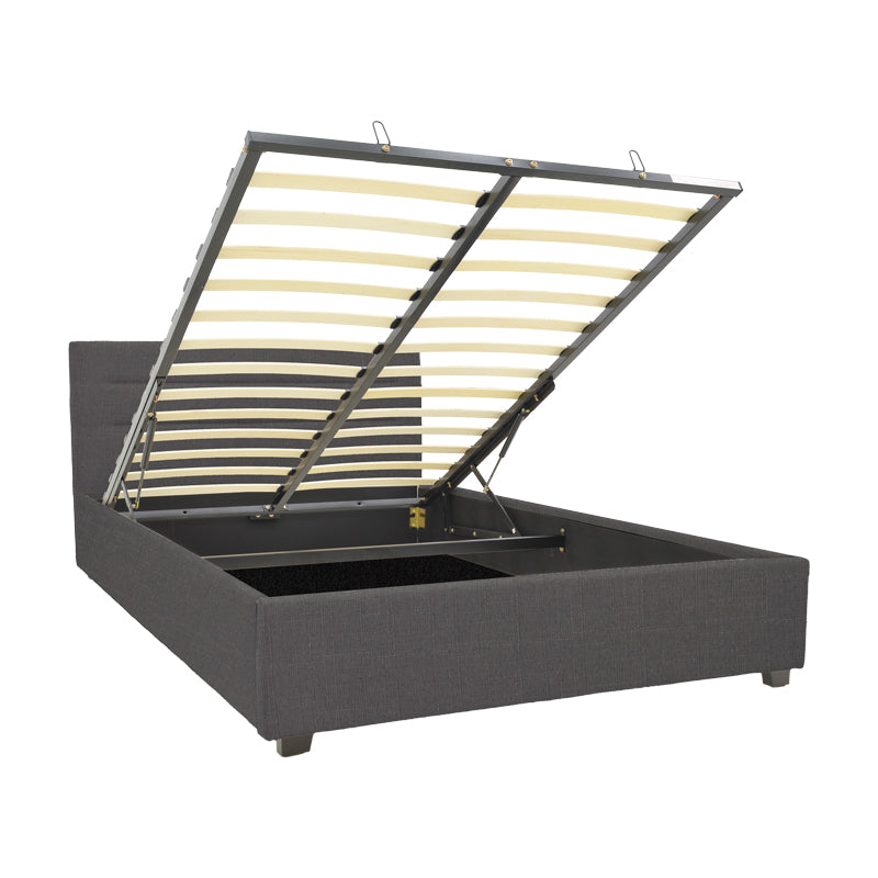 Molito bed in dark grey color fabric with storage space 120x200cm
