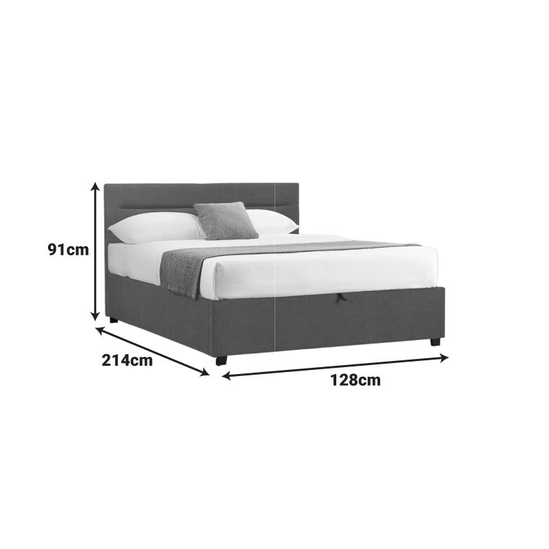 Molito bed in dark grey color fabric with storage space 120x200cm