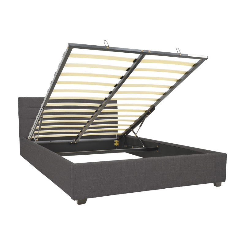 Molito bed in dark grey color fabric with storage space 160x200cm