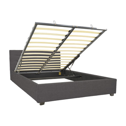 Molito bed in dark grey color fabric with storage space 160x200cm