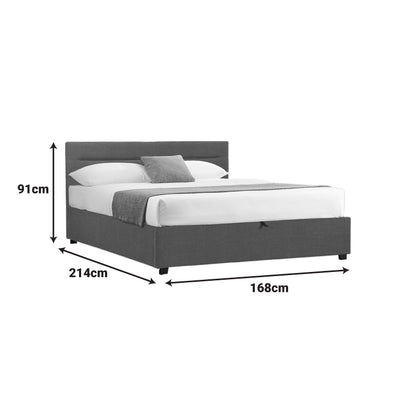 Molito bed in dark grey color fabric with storage space 160x200cm