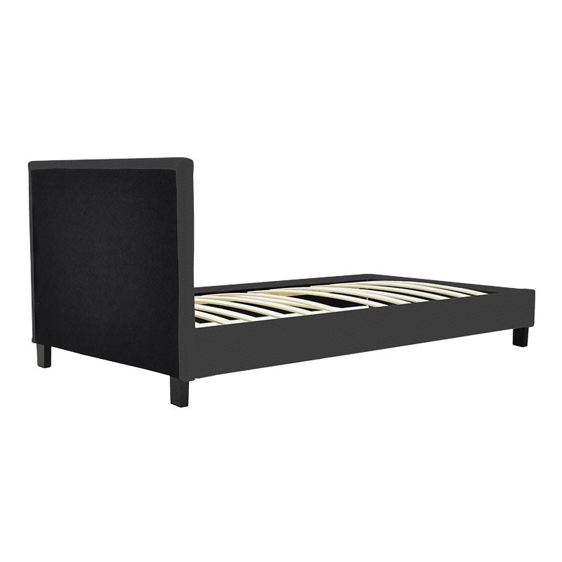 Bed Nevil anthracite fabric-black wooden leg 90x190cm