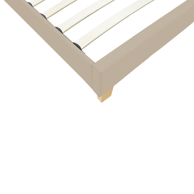 Bed Nevil ecru fabric-wooden natural color leg 90x190cm