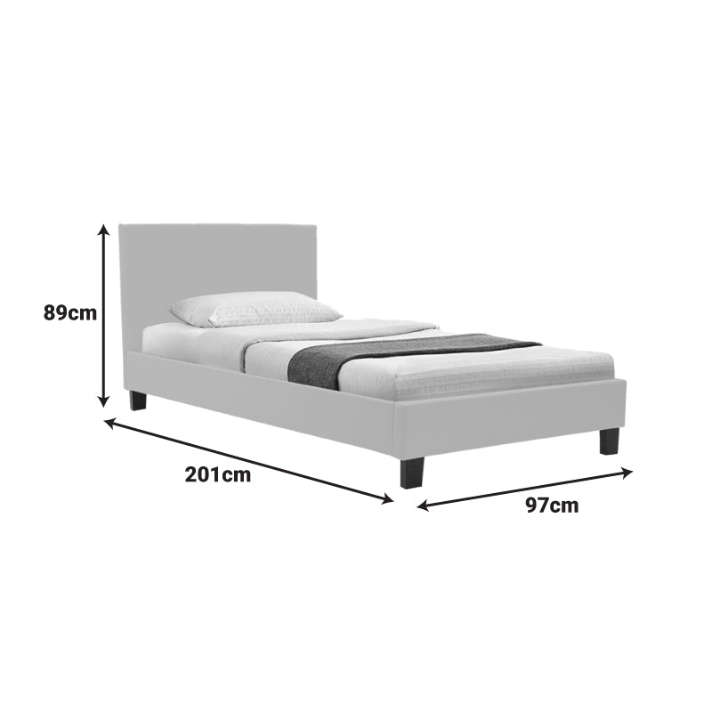 Bed Nevil ecru fabric-wooden natural color leg 90x190cm