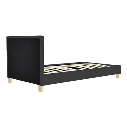 Bed Nevil anthracite fabric-wooden natural color leg 90x190cm