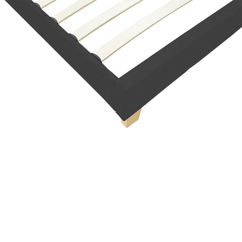 Bed Nevil anthracite fabric-wooden natural color leg 90x190cm
