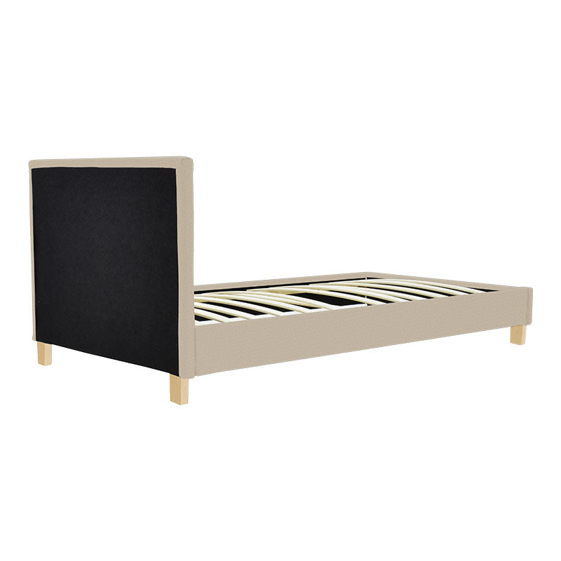 Bed Nevil ecru fabric-wooden natural color leg 100x200cm