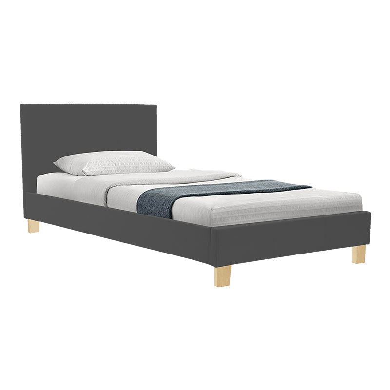 Bed Nevil anthracite fabric-wooden natural color leg 100x200cm