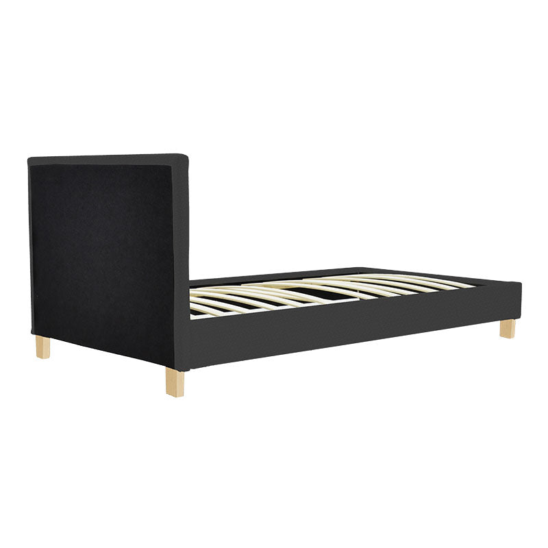Bed Nevil anthracite fabric-wooden natural color leg 100x200cm