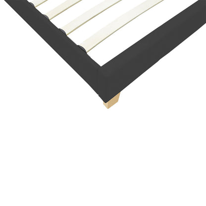 Bed Nevil anthracite fabric-wooden natural color leg 100x200cm