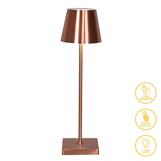 Brave pakoworld LED touch table lamp rechargeable rose gold D10x35cm