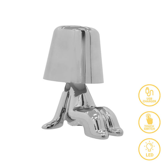 Radiance pakoworld LED touch table lamp rechargeable silver D15x17cm
