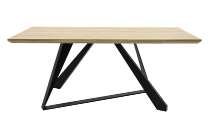 Dining table Soho pakoworld MDF surface in sonoma color - black metallic legs 180x90x75 cm