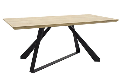 Dining table Soho pakoworld MDF surface in sonoma color - black metallic legs 180x90x75 cm