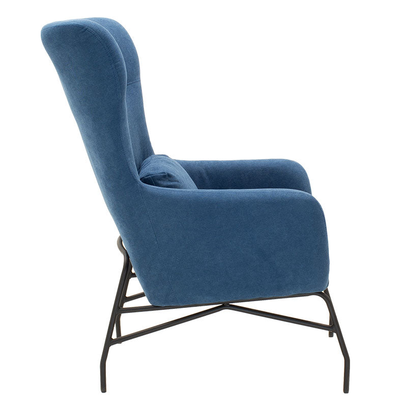 Armchair Rimbo pakoworld fabric in blue color 66x81x102cm