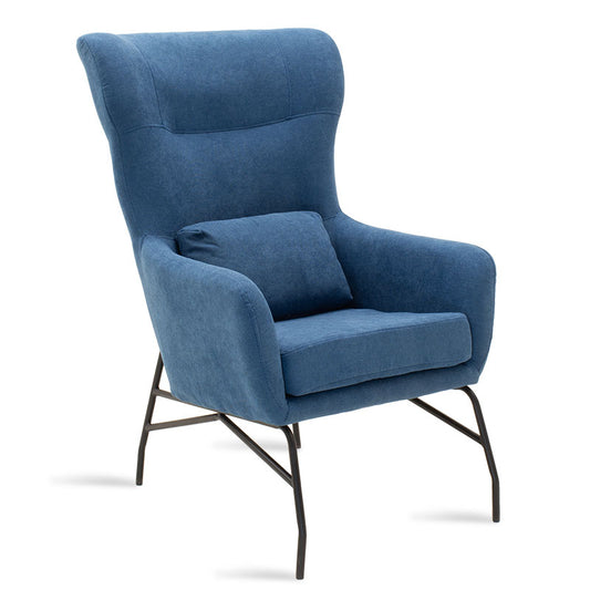 Armchair Rimbo pakoworld fabric in blue color 66x81x102cm