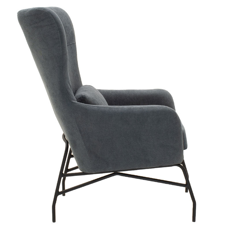 Armchair Rimbo pakoworld fabric in grey color 66x81x102cm