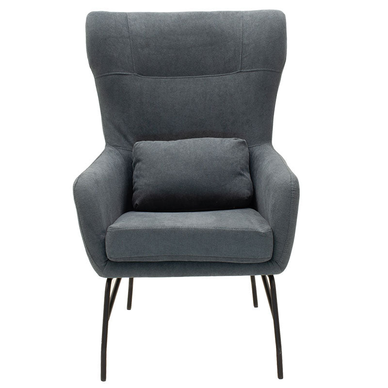 Armchair Rimbo pakoworld fabric in grey color 66x81x102cm