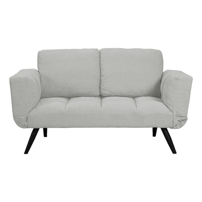 Sofa-bed 3-seater Jackie bouclé grey-metal black 190x78x75cm