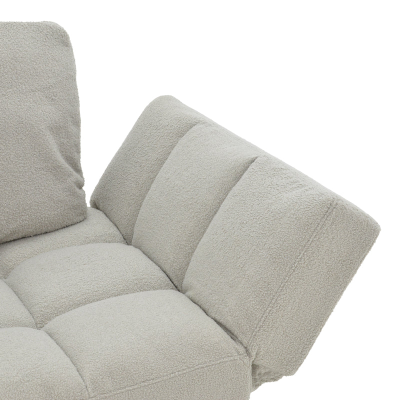 Sofa-bed 3-seater Jackie bouclé grey-metal black 190x78x75cm