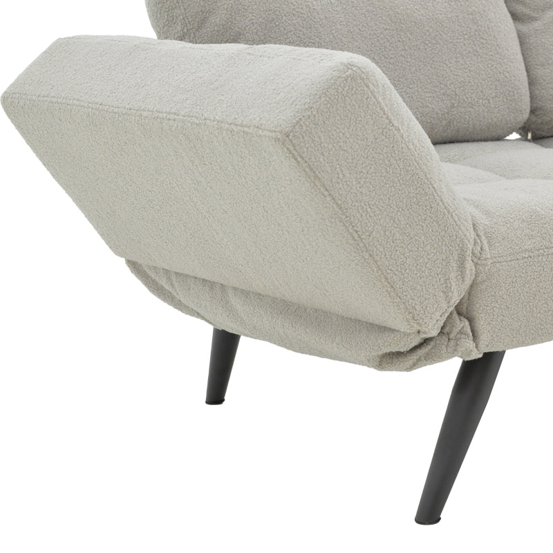 Sofa-bed 3-seater Jackie bouclé grey-metal black 190x78x75cm