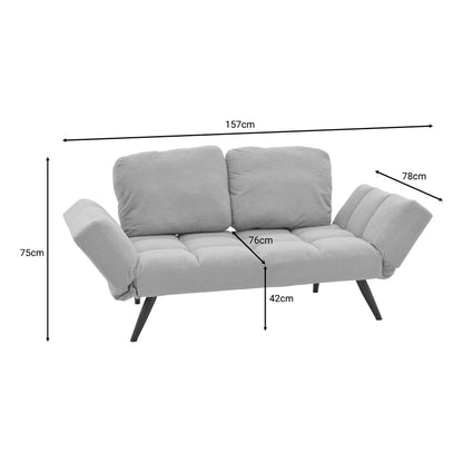 Sofa-bed 3-seater Jackie bouclé grey-metal black 190x78x75cm