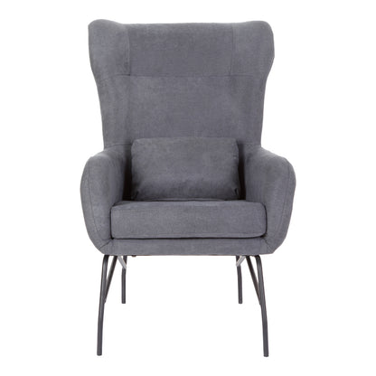 Armchair Rimbo pakoworld light grey velvet fabric-metal black leg 66x81x102cm