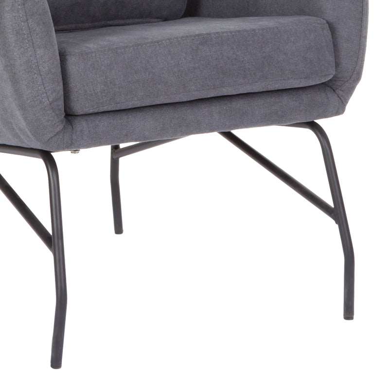 Armchair Rimbo pakoworld light grey velvet fabric-metal black leg 66x81x102cm