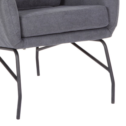 Armchair Rimbo pakoworld light grey velvet fabric-metal black leg 66x81x102cm