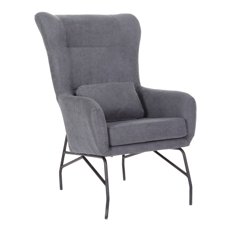 Armchair Rimbo pakoworld light grey velvet fabric-metal black leg 66x81x102cm