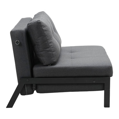 Armchair-bed Fancy pakoworld fabric in anthracite shade and black metal leg 95x98x70cm
