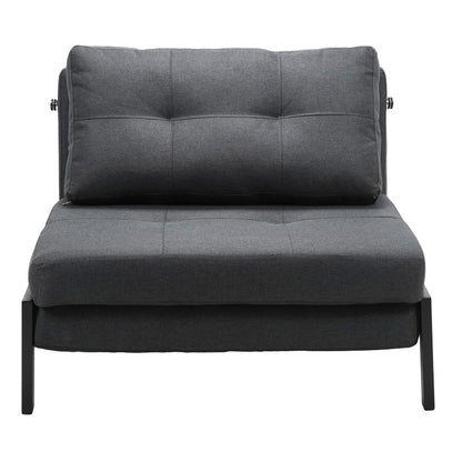 Armchair-bed Fancy pakoworld fabric in anthracite shade and black metal leg 95x98x70cm
