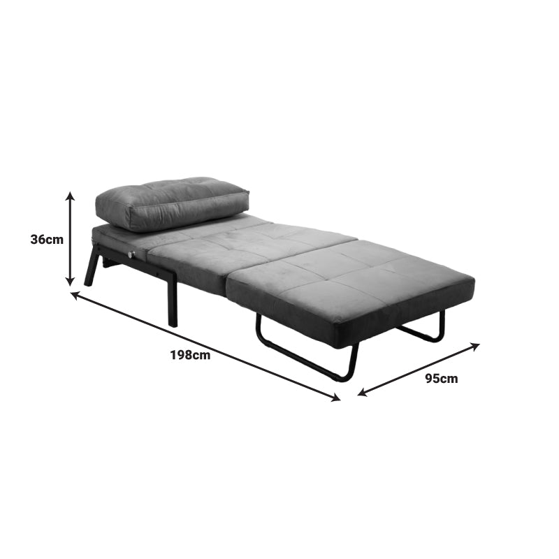 Armchair-bed Fancy pakoworld fabric in anthracite shade and black metal leg 95x98x70cm