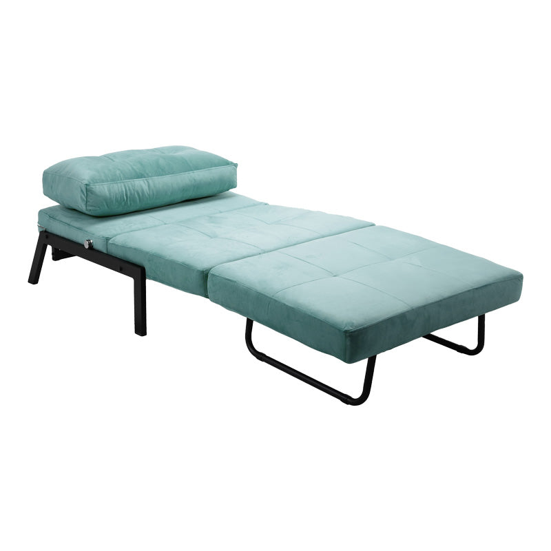 Armchair-bed Fancy pakoworld velvet fabric in ciel shade and black metal leg 95x98x70cm