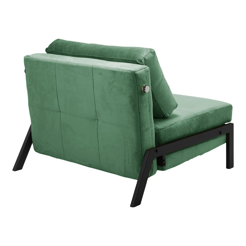 Armchair-bed Fancy pakoworld velvet fabric in dark green shade and black metal leg 95x98x70cm