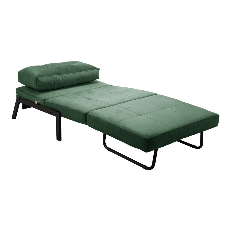Armchair-bed Fancy pakoworld velvet fabric in dark green shade and black metal leg 95x98x70cm