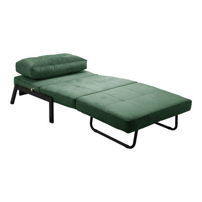 Armchair-bed Fancy pakoworld velvet fabric in dark green shade and black metal leg 95x98x70cm