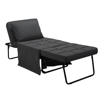 Stool-bed Grejio pakoworld fabric in dark grey shade and black metal leg 70x70x45cm