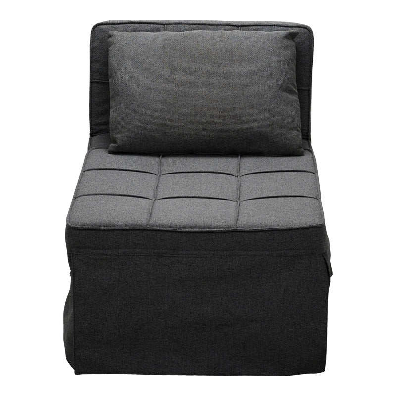 Stool-bed Grejio pakoworld fabric in dark grey shade and black metal leg 70x70x45cm