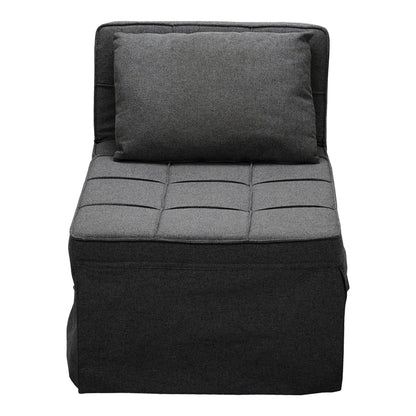 Stool-bed Grejio pakoworld fabric in dark grey shade and black metal leg 70x70x45cm
