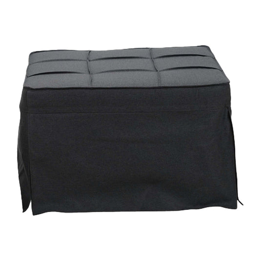 Stool-bed Grejio pakoworld fabric in dark grey shade and black metal leg 70x70x45cm